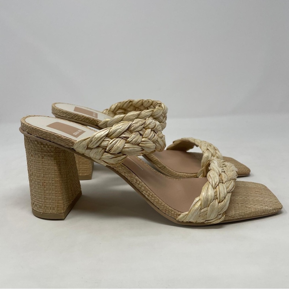 Dolce Vita Pailey Natural Raffia Woven High Heel Slide Sandals - NWT - Picture 7 of 12